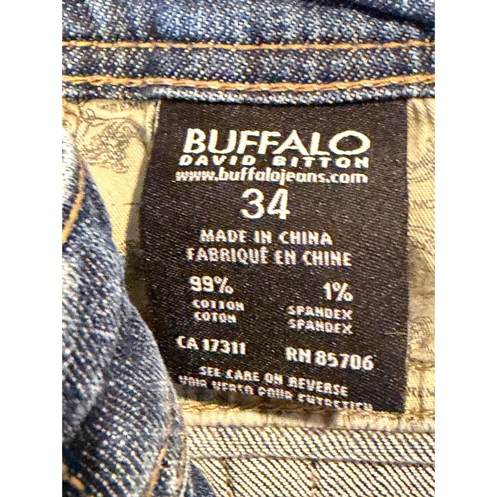 Buffalo Jeans Mens 34 Blue King Slim Bootcut Stretch Distressed Button Fly * - Picture 3 of 12